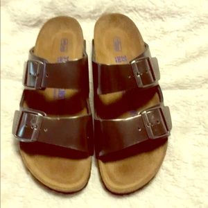Birkenstock metallic Anthracite soft footbed